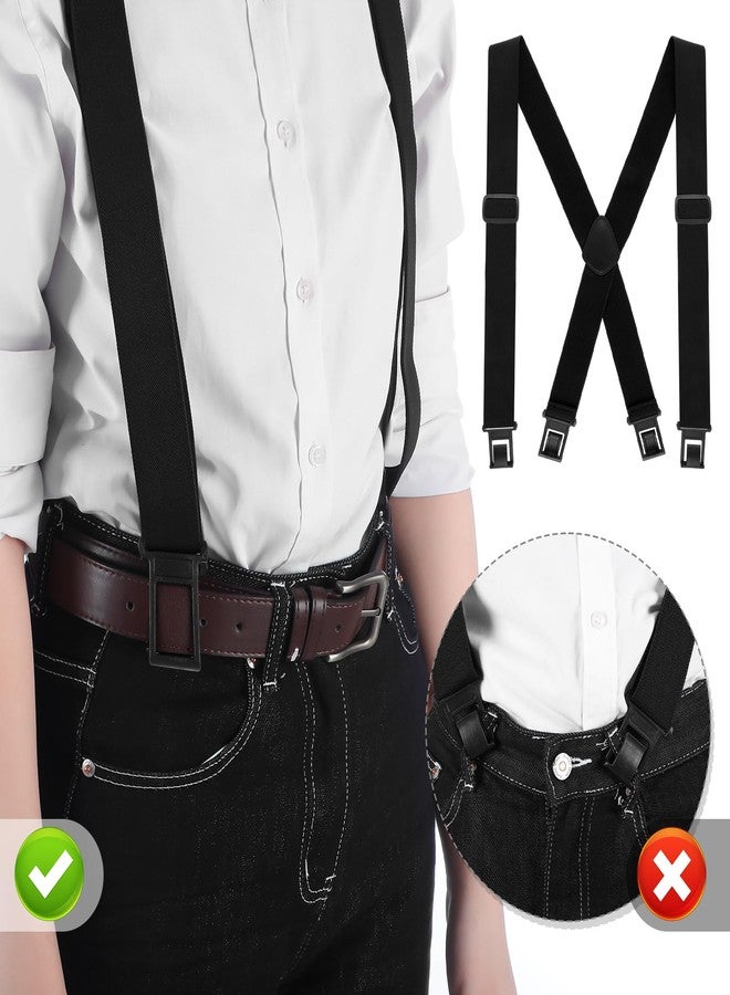 Yearntown 1.5 Inch Wide Men's Belt Clip Suspenders x Back Hook End Adjustable Belt Suspenders for Men Heavy Duty Work(Black) - Image 4